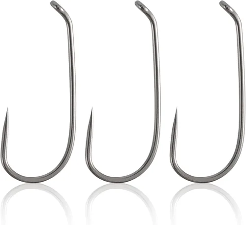 Miniatura 8 de Dr.Fish Paquete de 100 ganchos secos para moscas de acero de alto carbono, níquel negro, accesorios para atar moscas, trucha, salmón, anzuelos
