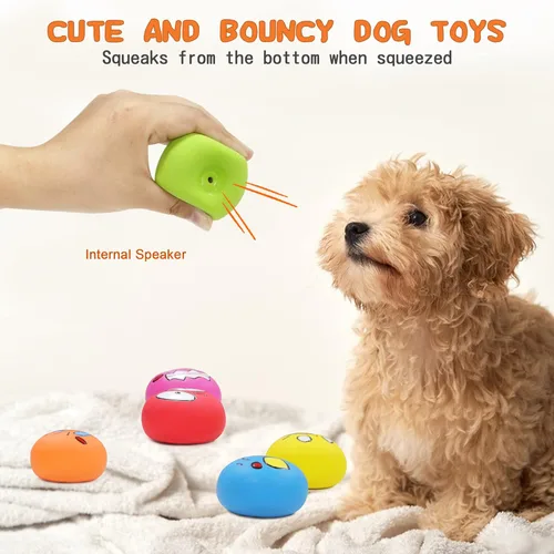 Miniatura 2 de Pelota chirriante de látex para perros, juguetes de pelota chirriante, juguete para cachorros, mascotas pequeñas y medianas (6 unidades (C))