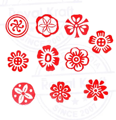 Miniatura 3 de Sellos de impresión de arcilla Arty Crafty pequeños bloques de madera con forma floral (juego de 10) Htag2101