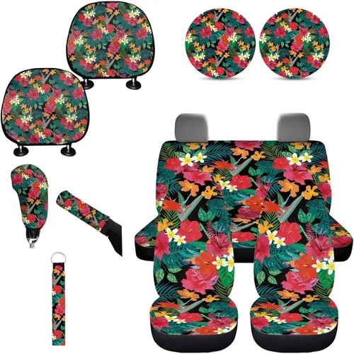 Miniatura 25 de Forchrinse Bee - Juego de fundas para asiento delantero y trasero con funda para palanca de cambios de freno de mano, funda para reposacabezas