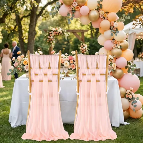 Miniatura 5 de Fanqisi 16 cintas para sillas con cintas de 8 pies de largo, cortinas de tela suave para decoración de bodas, iglesias, sillas, pasillos