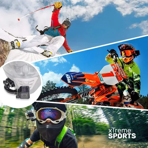 Miniatura 3 de MiPremium Juego de montaje de casco de brazo de extensión giratoria para GoPro Hero 13 12 11 10 9 8 7 6 5 4 Session Negro Plata XIAOYI 4K SJCAM