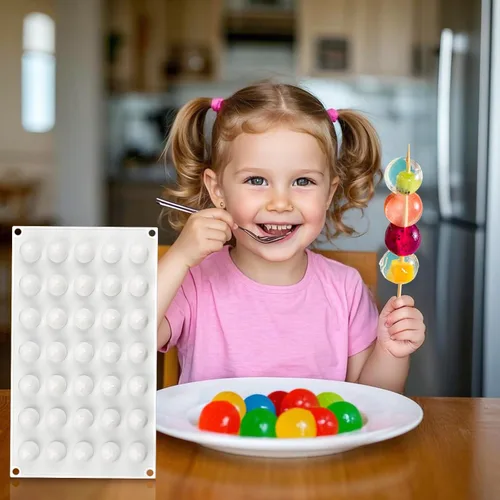 Miniatura 7 de Moldes de chocolate pequeños, moldes de silicona de 35 cavidades para dulces, molde de chocolate para decoración de pasteles, bandeja de cubitos