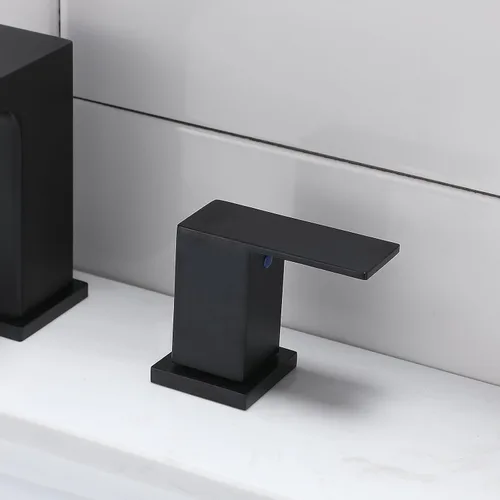 Miniatura 7 de VCCUCINE - Grifo de baño negro de 3 agujeros, grifo de lavabo de baño de 8 pulgadas, grifo de baño negro mate de 2 asas, moderno grifo de tocador