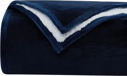Miniatura 3 de Southshore Fine Living, Inc. Manta de forro polar Sherpa azul, acogedora manta de forro polar para sofá o cama, mantas y mantas de viaje