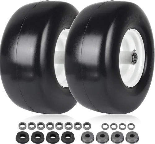 Miniatura 14 de Paquete de 4 neumáticos para cortacésped de 9 x 3.50-4 pulgadas con buje centrado de 3.5 pulgadas, bujes de 3/4 pulgadas y conjuntos de ruedas