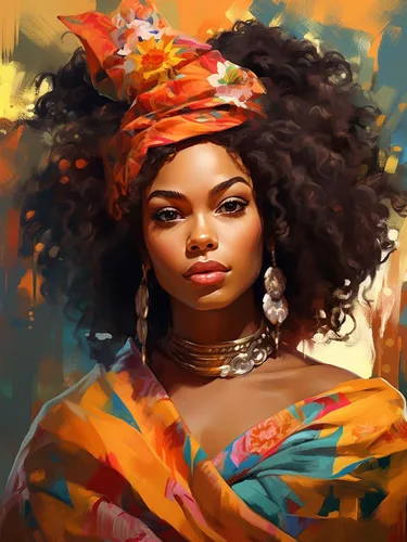 Miniatura 17 de SKRYUIE Kit de pintura de diamante 5D para mujer africana, arte de diamantes para bricolaje, afroamericano, taladro redondo completo, bordado