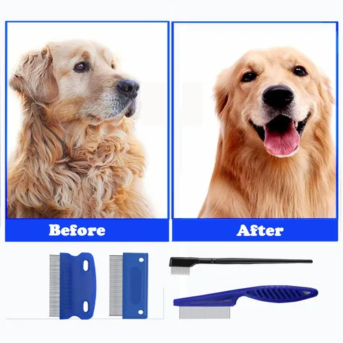 Miniatura 6 de 5 peines de aseo – Removedor de manchas de lágrimas para mascotas, piojos y pulgas, eliminación de caspa y moco para perros y gatos pequeños