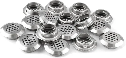 Miniatura 11 de 20 rejillas de ventilación circulares de 1 pulgada (0.984 in), rejilla de ventilación redonda de acero inoxidable para cocina, baño, gabinete, Blanco