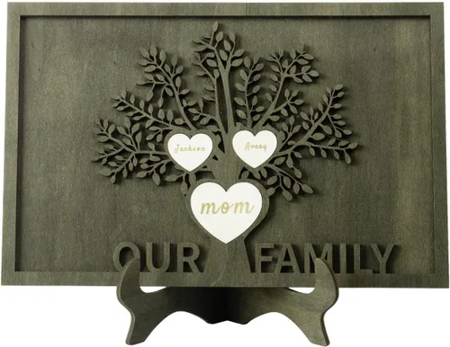 Miniatura 13 de Regalos para mamá, marco de árbol genealógico personalizado, placas de madera, recuerdos de genealogía, decoración del día de la madre, día del EL