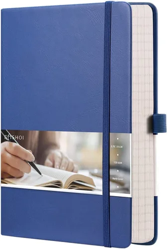 Miniatura 28 de EMSHOI - Cuaderno de puntos, 256 páginas A5, cuadrícula de puntos, papel grueso de 120gsm, 16 páginas perforadas, piel sintética suave, bolsillo