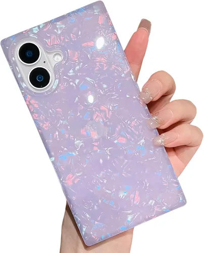 Miniatura 27 de Elegante Funda con Concha de Madre Perla para Niña Compatible con iPhone 14 de 6.1 Pulgadas, Funda Rectángulo con Borde, Elegante y delgada
