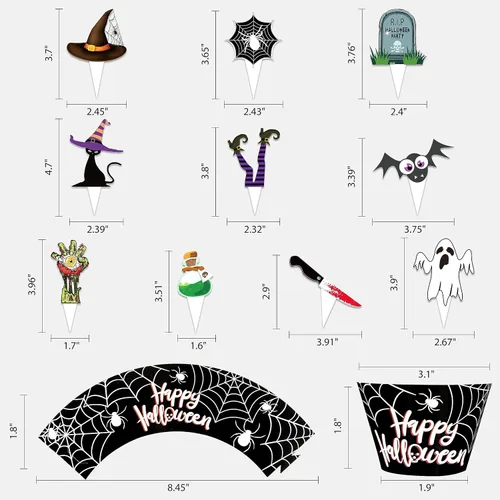 Miniatura 6 de 164 envoltorios para cupcakes de Halloween, tela de araña, calabaza, zombi, tartas de mano, suministros de decoración de fiesta