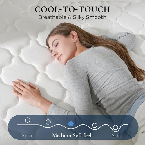 Miniatura 6 de Colchón híbrido individual XL de 12 pulgadas en una caja, colchón de felpa con espuma viscoelástica de gel y resortes embolsados individualmente