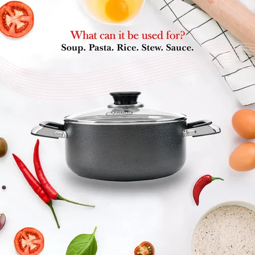 Miniatura 8 de Alpine Cuisine Olla antiadherente de 5 cuartos con tapa de vidrio templado y asas de transporte, utensilios de cocina multiusos, horno holandés