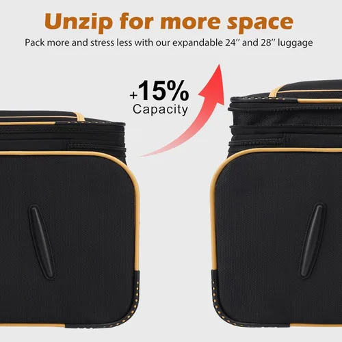Miniatura 3 de Coolife Equipaje 4 piezas conjunto maleta extensible TSA cerradura spinner softshell, marino