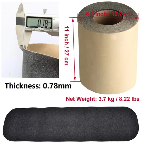 Miniatura 5 de ZUEXT - Rollo de cinta de agarre negra de 11 pulgadas por 60 pies, impermeable, sin burbujas, cinta de agarre para patineta, papel de lija