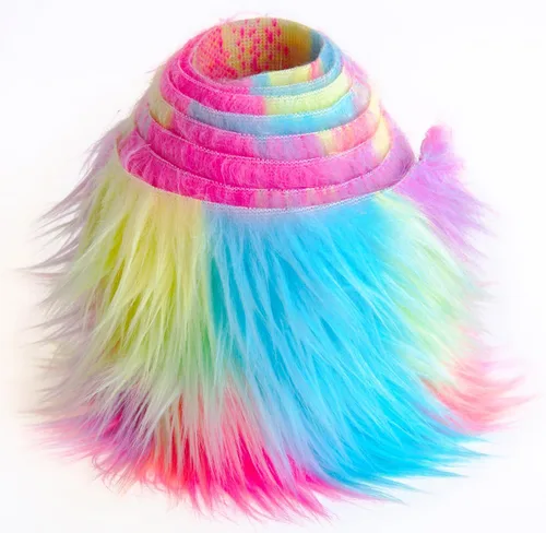 Miniatura 28 de Tiras precortadas de tela de piel sintética lanuda y esponjosa, material suave para manualidades, para barba y cabello de gnomos, disfraz de Blanco
