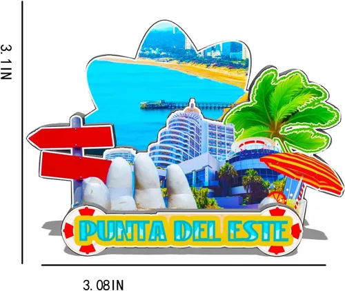 Miniatura 3 de Uruguay Punta Del Este imán para nevera imán de madera 3D hitos de viaje coleccionables recuerdos decoración hecha a mano -581