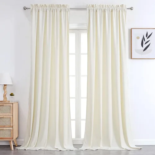 Miniatura 15 de Benedeco - Cortinas de terciopelo burdeos para ventana de dormitorio con pompón, cortinas de lujo súper suaves, oscurecimiento y aislamiento térmico