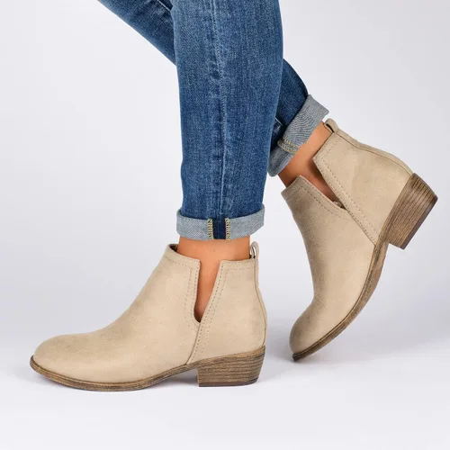 Miniatura 5 de Journee Collection Botas de gamuza sintética con punta redonda para mujer