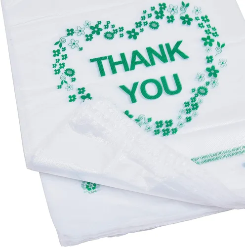 Miniatura 3 de LazyMe Thank You - Bolsas para camisetas de plástico blancas con asas, tamaño estándar de supermercado, 12 x 20 pulgadas (100 unidades)
