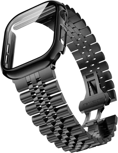 Miniatura 2 de baozai Correas compatibles con Apple Watch de 1.811 in 1.772 in 1.732 in 1.654 in 1.614 in 1.575 in 1.496 in, correa de acero inoxidable con funda