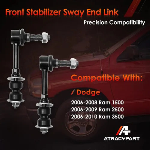 Miniatura 2 de Enlace estabilizador de barra antirrollido frontal 2 piezas izquierda y derecha 4WD, compatible con Ram 1500 2006-2008, Ram 2500 2006-2009, Ram 3500