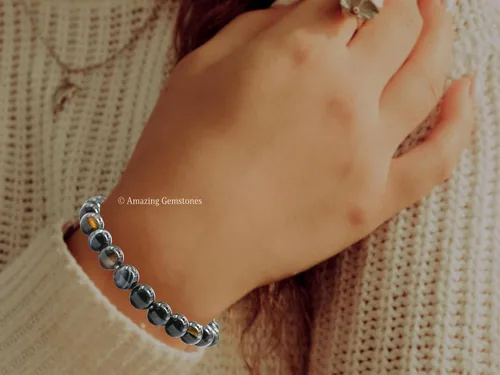 Miniatura 182 de Amazing Gemstone Pulsera de cristal para mujeres y hombres, pulsera de cristal curativo de protección, pulsera elástica con cuentas de piedras