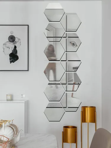 Miniatura 3 de Juego de 2 calcomanías autoadhesivas de pared con forma de corazón, espejo reflectante decorativo para pared, lámina de acrílico para pared