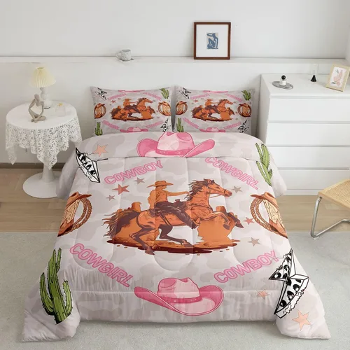 Miniatura 3 de Castle Fairy Juego de edredón de vaquero occidental, tamaño matrimonial, juego de ropa de cama de estilo bohemio con estampado de leopardo, rayo