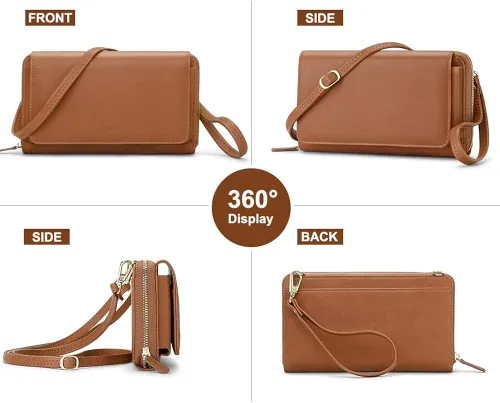 Miniatura 3 de RONSIN Cartera cruzada para mujer, tarjetero RFID, 2 correas