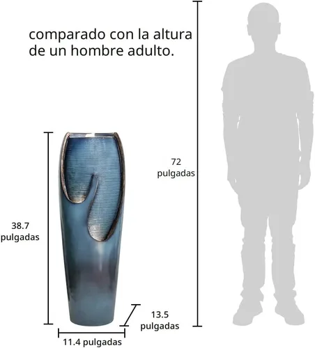 Miniatura 4 de watnature Fuentes de agua y cascadas para exteriores de 38.7 pulgadas de alto, fuente de agua para interiores, modernas fuentes de agua de pie