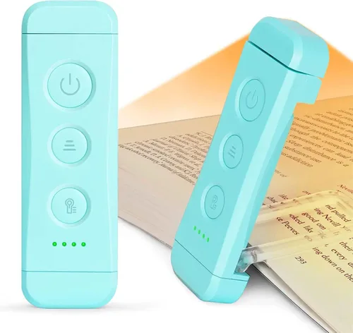 Glocusent Luz de Lectura Recargable por USB, Luz de Lectura LED Portátil con Clip, Luces de Lectura para Libros en la Cama con 3 Colores Ámbar y 5