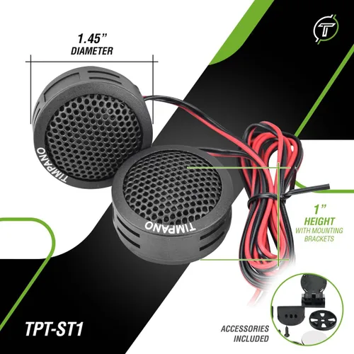 Miniatura 4 de Timpano TPT-ST1 - Tweeter de domo, juego de agudos de 1 pulgada para audio de automóvil, tweeters de montaje en ángulo o superficie, cúpula suave