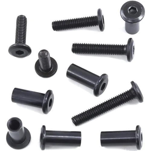 Miniatura 7 de 120 piezas de 5 tamaños M6x16mm/0.787 in/0.984 in/1.181 in/1.378 in, Kit surtido de pernos hexagonales negros y tuercas de barril, pernos de cuna