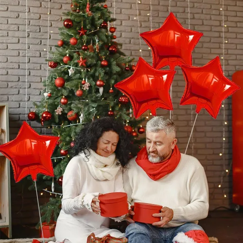 Miniatura 3 de 20 globos de papel de aluminio de estrella roja de 18 pulgadas, globos de helio en forma de estrella roja, globos de Mylar para el día de San