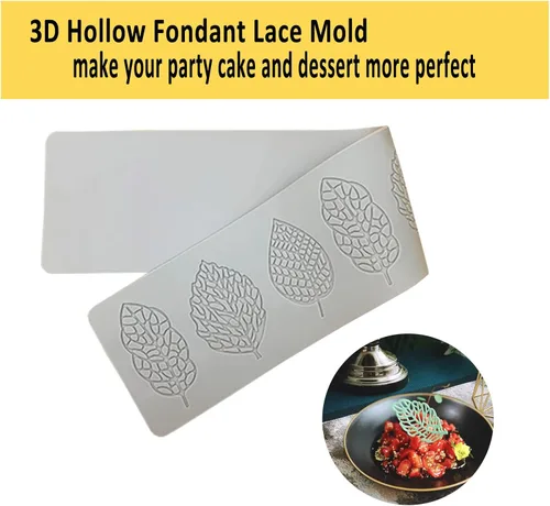 Miniatura 6 de Molde de encaje de fondant de hojas huecas, molde de encaje de silicona con formas de flores de múltiples hojas, molde de silicona 3D, molde