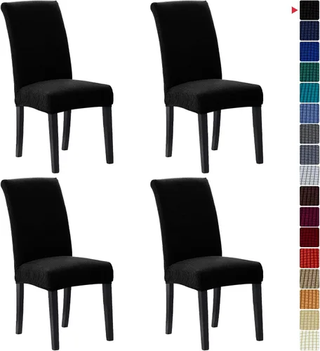 Miniatura 12 de Juego de 6 fundas elásticas para sillas de comedor, fundas para sillas de comedor lavables y removibles, fundas para sillas de comedor protectoras