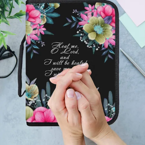 Miniatura 18 de DEHITE Funda para la Biblia para mujer, fundas de tela prémium para la Biblia para niñas, bolsa de transporte para mujer, ranuras para bolígrafos