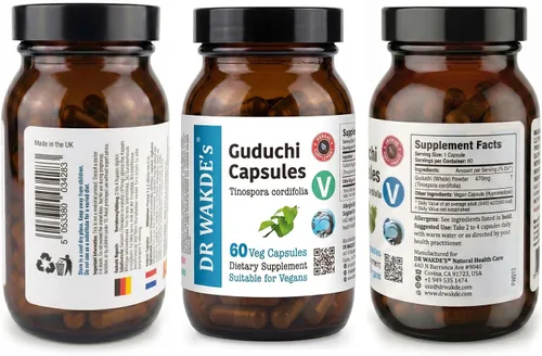 Miniatura 2 de DR WAKDE's Cápsulas de Guduchi (Tinospora cordifolia, 60 cápsulas vegetales, suplemento a base de plantas, hierba ayurvédica, todo natural, vegano)