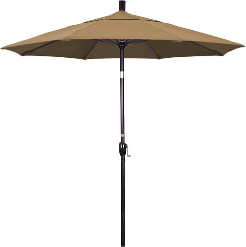 Miniatura 15 de California Umbrella Sombrilla redonda de aluminio de 7.5 pies, manivela elevadora, botón de inclinación, poste de bronce, Sunbrella Air Blue