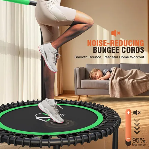 Miniatura 6 de ANCHEER Trampolín Rebounder de 40 pulgadas con mango ajustable de 4 niveles, mini trampolín máximo de 400 libras, trampolín de fitness resistente