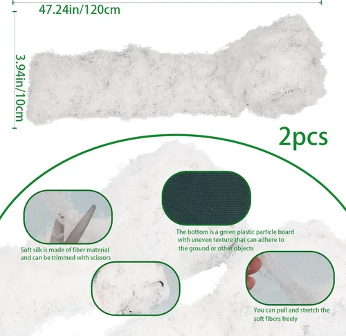 Miniatura 2 de 2 Rollos de Camino de Mesa de Musgo Falso para Decoración 4" x 47" Musgo Artificial para Plantas de Interior Hierba Blanca Falso para Macetas