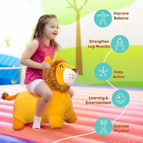 Miniatura 4 de ZOOJOY juguete de león saltarín para niños, caballo de felpa para rebotar para niños pequeños, juguete de caballo saltarín para actividades