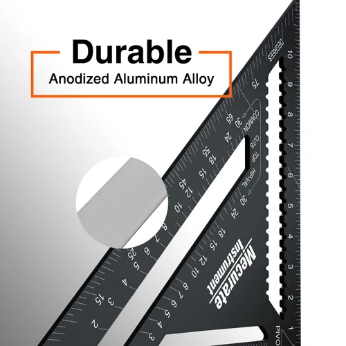 Miniatura 2 de Mecurate Rafter Square, Cuadrado de Viga de 12 Pulgadas Triángulo Cuadrado de Carpintero de Aluminio Fundido a Presión para Carpintería y Ebanistería