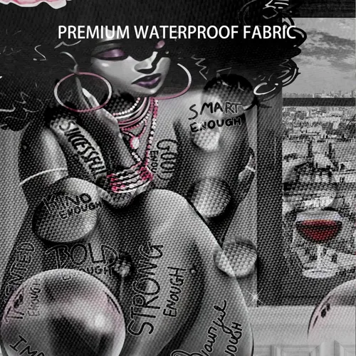 Miniatura 6 de Cortina de ducha de mujer afroamericana, cortina de ducha de tela de poliéster impermeable para baño, cortina de baño gris, lavable a máquina