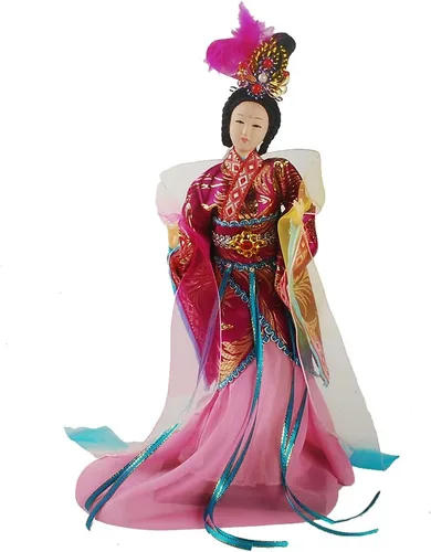 Figura de seda de artesanía tradicional china coleccionable, adornos de personajes antiguos chinos para decoración del hogar (morado)