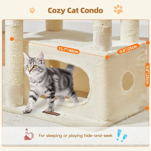 Miniatura 3 de Taoqimiao Árbol para gatos, torre para gatos de 38.5 pulgadas para gatos de interior, adecuado para gatitos con lujoso condominio para gatos