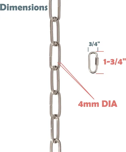 Miniatura 5 de Aspen Creative 21121-09-1, cadena de acero resistente y dos conectores de enlace rápido para accesorios de iluminación, luces de botín, plantas, 1